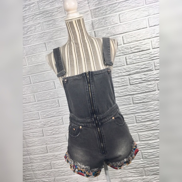 Vintage Pants - {vintage signatures} Faded Black Comic Overalls
